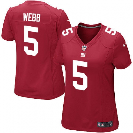 Women's Nike New York Giants 5 Davis Webb Game Red Alternate NFL Jersey