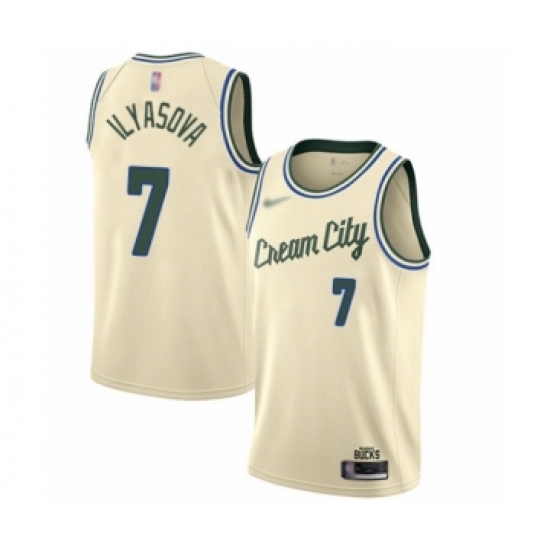 Youth Milwaukee Bucks 7 Ersan Ilyasova Swingman Cream Basketball Jersey - 2019 20 City Edition