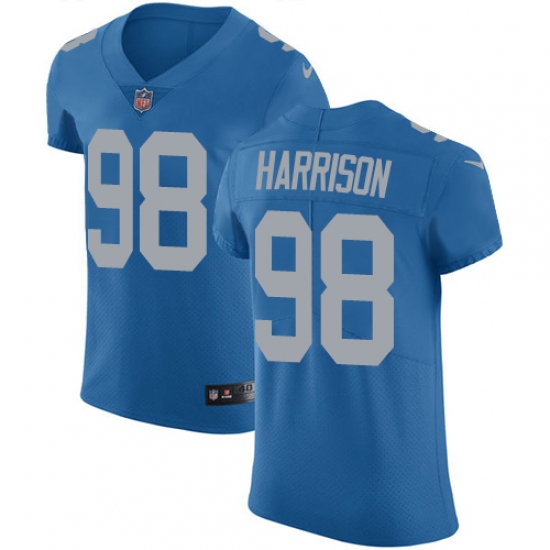 Men's Nike Detroit Lions 98 Damon Harrison Blue Alternate Vapor Untouchable Elite Player NFL Jersey