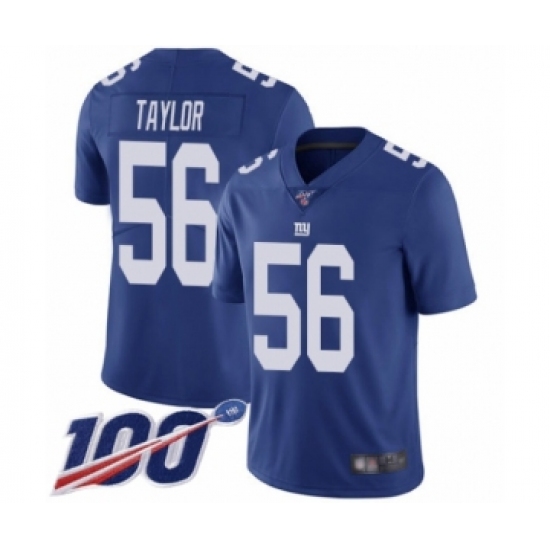 Men's New York Giants 56 Lawrence Taylor Royal Blue Team Color Vapor Untouchable Limited Player 100th Season Football Jersey