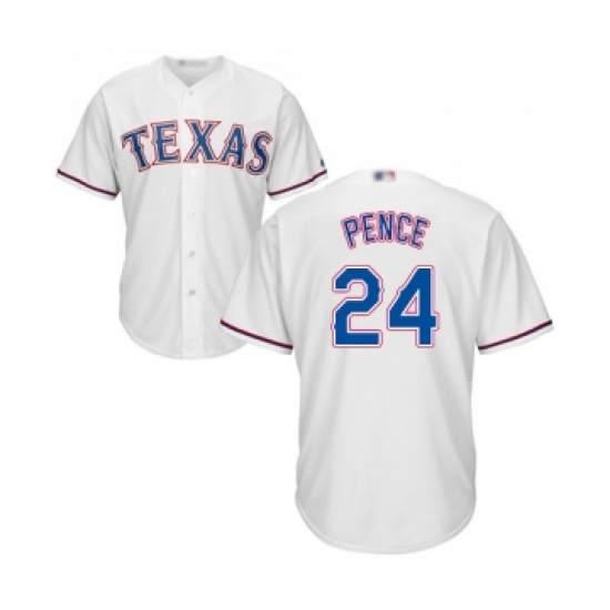 Men's Texas Rangers 24 Hunter Pence Replica White Home Cool Base Baseball Jersey