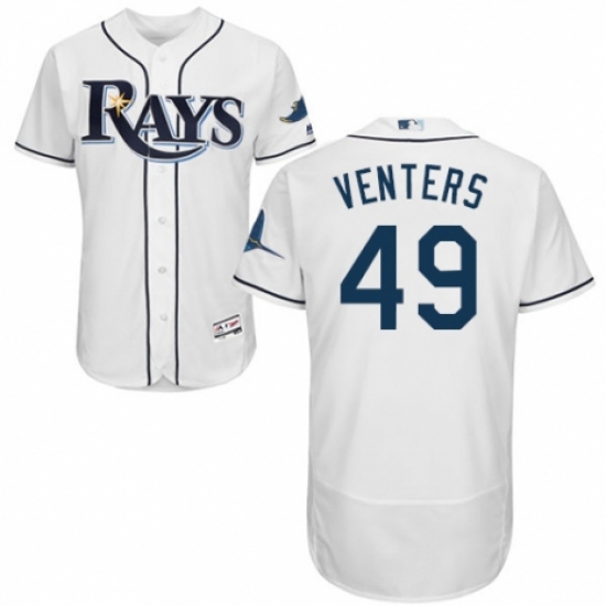 Men's Majestic Tampa Bay Rays 49 Jonny Venters Home White Home Flex Base Authentic Collection MLB Jersey