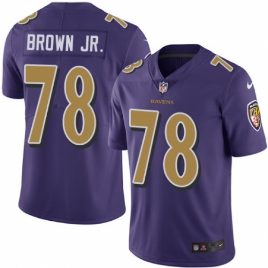 Men's Nike Baltimore Ravens 78 Orlando Brown Jr. Elite Purple Rush Vapor Untouchable NFL Jersey