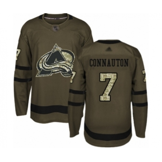 Men's Colorado Avalanche 7 Kevin Connauton Authentic Green Salute to Service Hockey Jersey