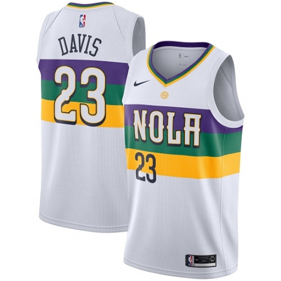 Youth Nike New Orleans Pelicans 23 Anthony Davis Swingman White NBA Jersey - City Edition