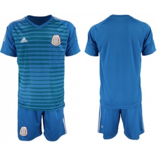 Mexico Blank Blue Goalkeeper Soccer Country Jersey