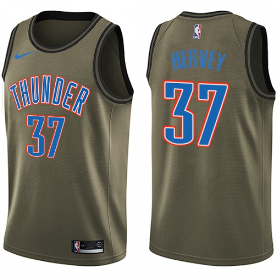 Men's Nike Oklahoma City Thunder 37 Kevin Hervey Swingman Green Salute to Service NBA Jersey