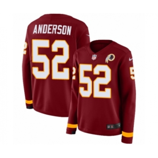 Women's Nike Washington Redskins 52 Ryan Anderson Limited Burgundy Therma Long Sleeve NFL Jersey