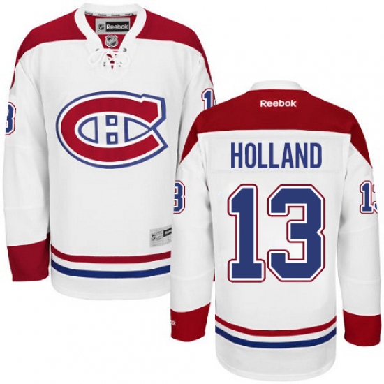 Men's Reebok Montreal Canadiens 13 Peter Holland Authentic White Away NHL Jersey