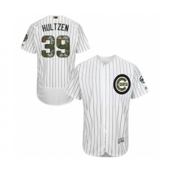 Men's Chicago Cubs 39 Danny Hultzen Authentic White 2016 Memorial Day Fashion Flex Base Baseball Player Jersey