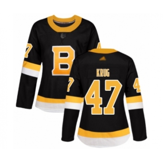 Women's Boston Bruins 47 Torey Krug Authentic Black Alternate Hockey Jersey