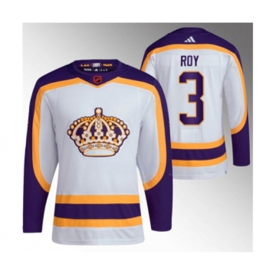 Men's Los Angeles Kings 3 Matt Roy White 2022 Reverse Retro Stitched Jersey