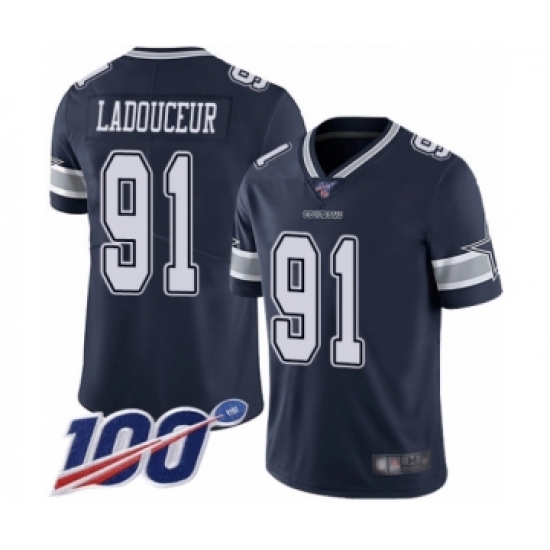 Men's Dallas Cowboys 91 L. P. Ladouceur Navy Blue Team Color Vapor Untouchable Limited Player 100th Season Football Jersey