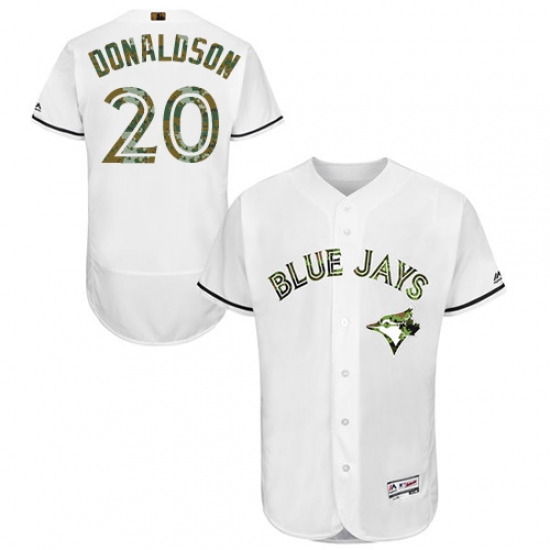 Men's Majestic Toronto Blue Jays 20 Josh Donaldson Authentic White 2016 Memorial Day Fashion Flex Base MLB Jersey