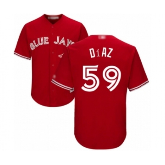 Youth Toronto Blue Jays 59 Yennsy Diaz Authentic Scarlet Alternate Baseball Player Jersey