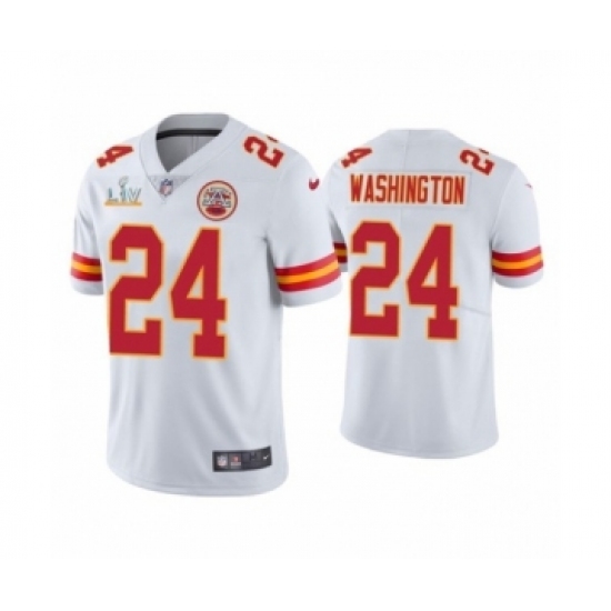 Men'sKansas City Chiefs 24 DeAndre Washington White Super Bowl LV Jersey