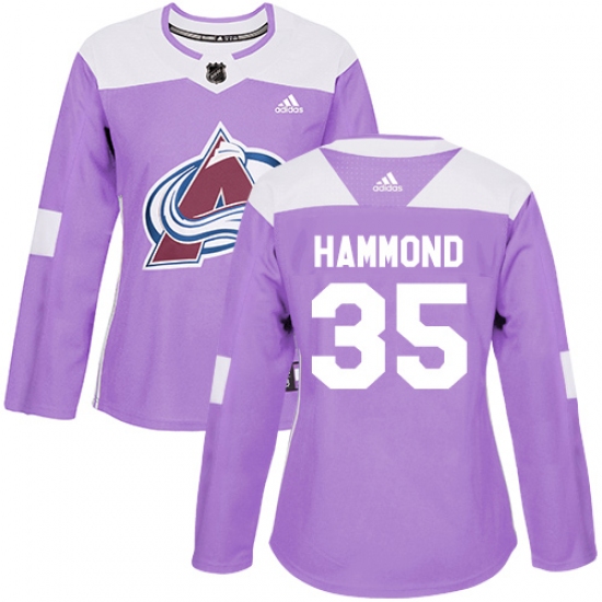 Women's Adidas Colorado Avalanche 35 Andrew Hammond Authentic Purple Fights Cancer Practice NHL Jersey