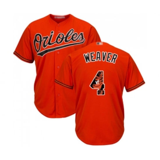 Men's Baltimore Orioles 4 Earl Weaver Authentic Orange Team Logo Fashion Cool Base Baseball Jersey