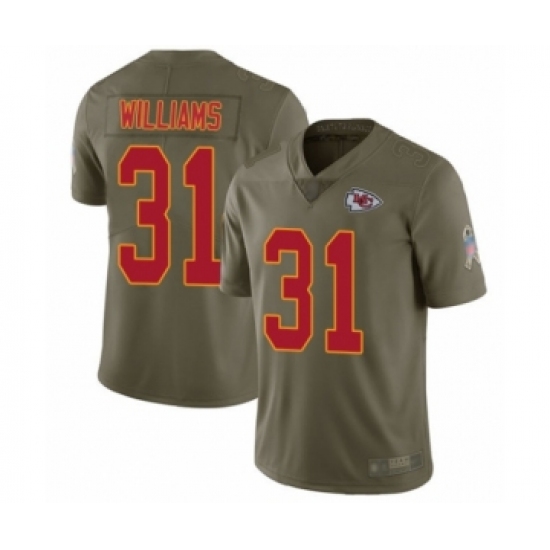 Men's Kansas City Chiefs 31 Darrel Williams Limited Olive 2017 Salute to Service Football Jersey