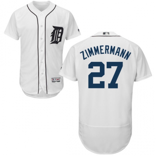 Men's Majestic Detroit Tigers 27 Jordan Zimmermann White Home Flex Base Authentic Collection MLB Jersey