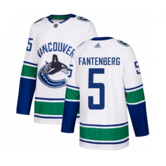 Men's Vancouver Canucks 5 Oscar Fantenberg Authentic White Away Hockey Jersey