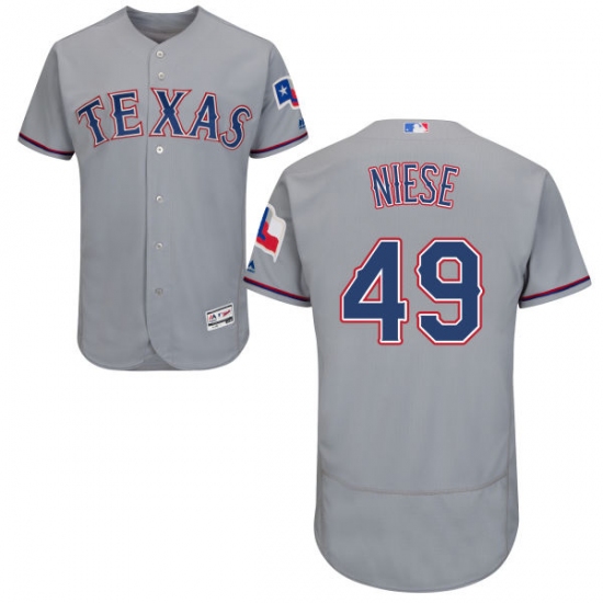 Men's Majestic Texas Rangers 49 Jon Niese Grey Road Flex Base Authentic Collection MLB Jersey