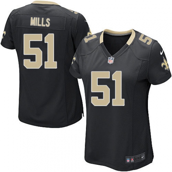 Women's Nike New Orleans Saints 51 Sam Mills Game Black Team Color NFL Jersey