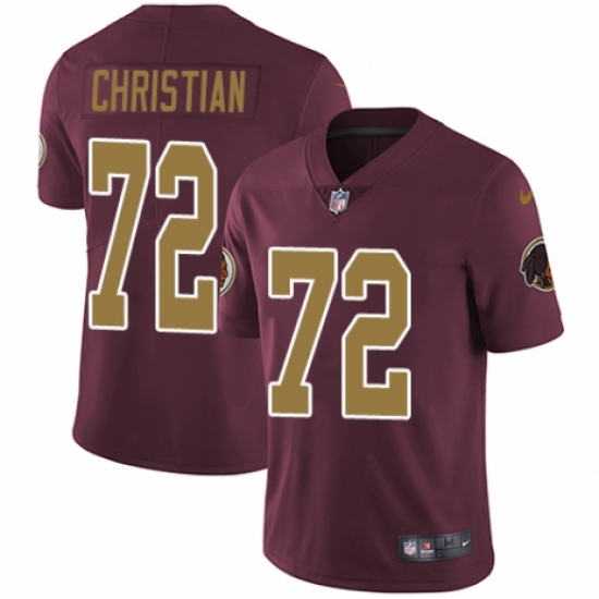 Men's Nike Washington Redskins 72 Geron Christian Burgundy Red/Gold Number Alternate 80TH Anniversary Vapor Untouchable Limited Player NFL Jersey