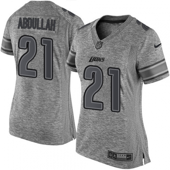 Women's Nike Detroit Lions 21 Ameer Abdullah Limited Gray Gridiron NFL Jersey