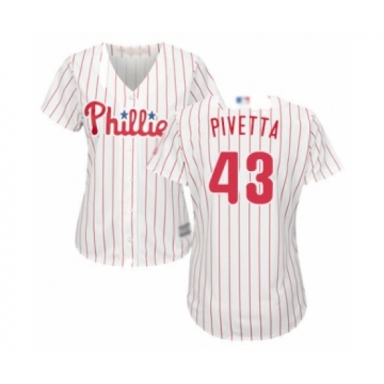 Women's Philadelphia Phillies 43 Nick Pivetta Authentic White Red Strip Home Cool Base Baseball Player Jersey