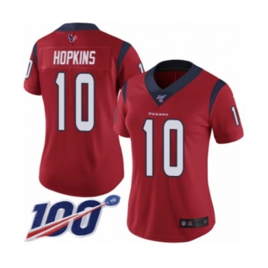 Women's Nike Houston Texans 10 DeAndre Hopkins Red Alternate Vapor Untouchable Limited Player 100th Season NFL Jersey