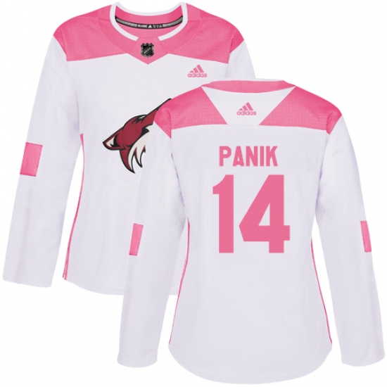 Women's Adidas Arizona Coyotes 14 Richard Panik Authentic White Pink Fashion NHL Jersey