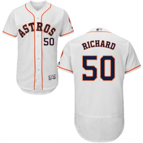 Men's Majestic Houston Astros 50 J.R. Richard White Home Flex Base Authentic Collection MLB Jersey