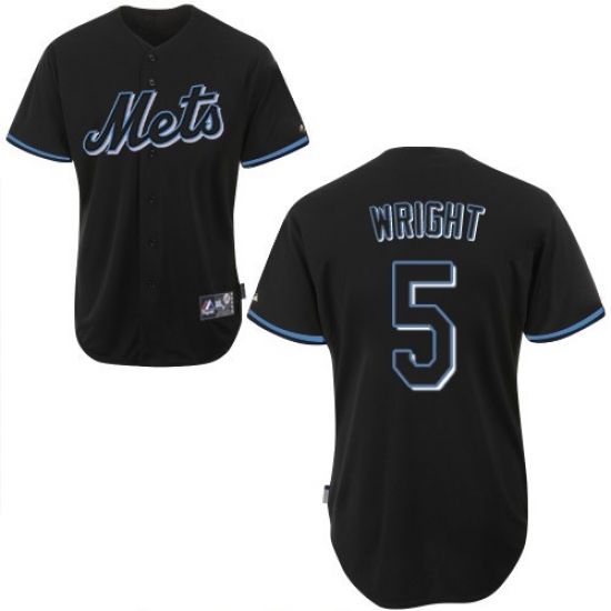 Men's Majestic New York Mets 5 David Wright Replica Black Fashion MLB Jersey