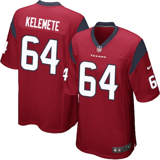 Men's Nike Houston Texans 64 Senio Kelemete Game Red Alternate NFL Jersey