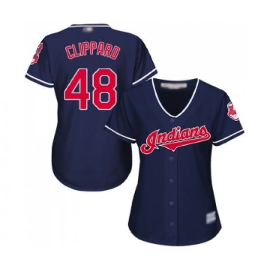 Women's Cleveland Indians 48 Tyler Clippard Replica Navy Blue Alternate 1 Cool Base Baseball Jersey