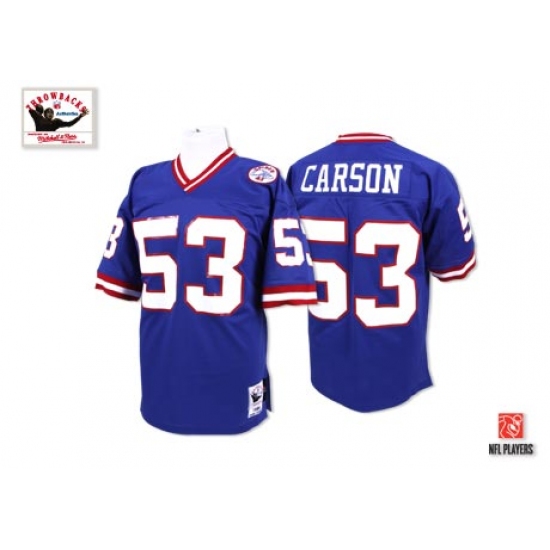 Mitchell and Ness New York Giants 53 Harry Carson Blue Authentic Throwback NFL Jersey