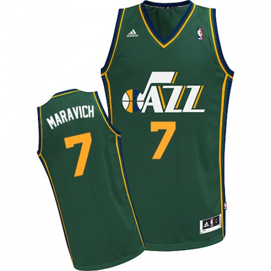 Men's Adidas Utah Jazz 7 Pete Maravich Swingman Green Alternate NBA Jersey