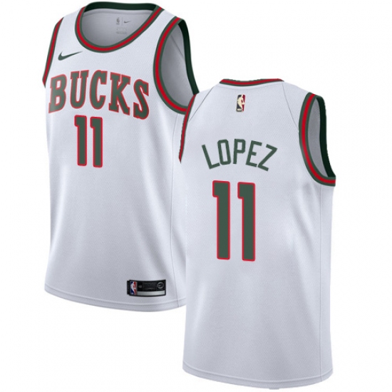 Youth Nike Milwaukee Bucks 11 Brook Lopez Swingman White Fashion Hardwood Classics NBA Jersey