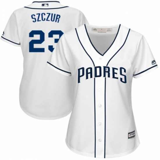 Women's Majestic San Diego Padres 23 Matt Szczur Replica White Home Cool Base MLB Jersey