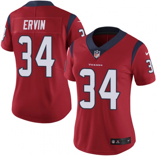 Women's Nike Houston Texans 34 Tyler Ervin Elite Red Alternate NFL Jersey