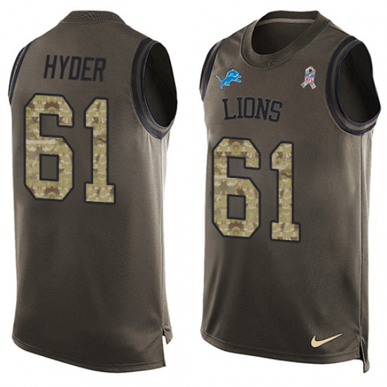 Men's Nike Detroit Lions 61 Kerry Hyder Limited Green Salute to Service Tank Top NFL Jersey