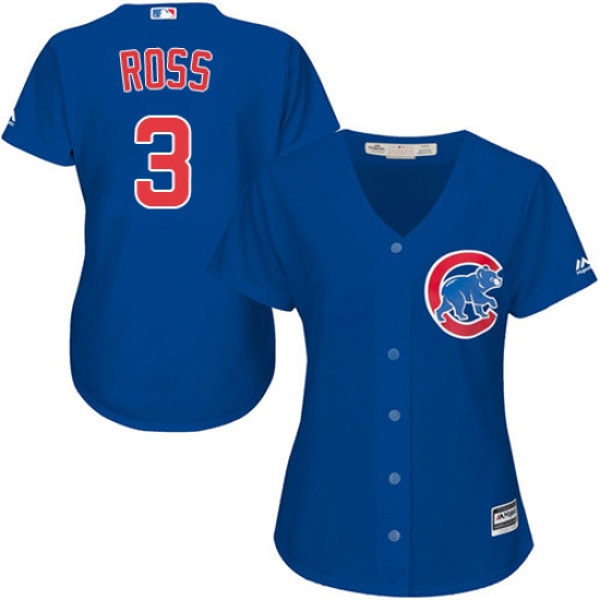 Women's Majestic Chicago Cubs 3 David Ross Authentic Royal Blue Alternate MLB Jersey