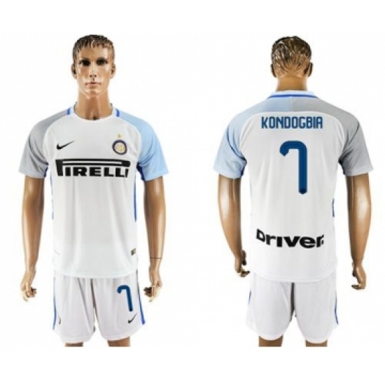 Inter Milan 7 Kondogbia White Away Soccer Club Jersey