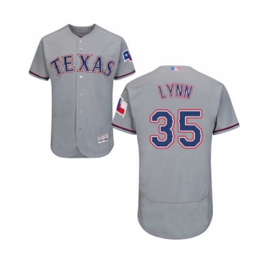 Men's Texas Rangers 35 Lance Lynn Grey Road Flex Base Authentic Collection Baseball Jersey