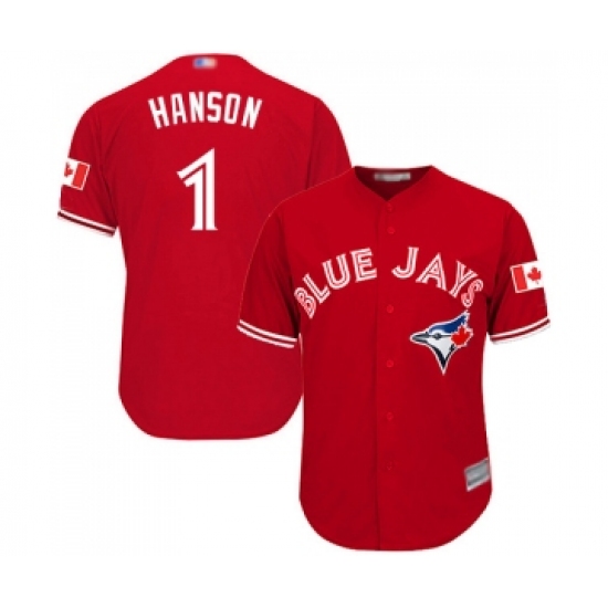 Youth Toronto Blue Jays 1 Alen Hanson Replica Scarlet Alternate Baseball Jersey