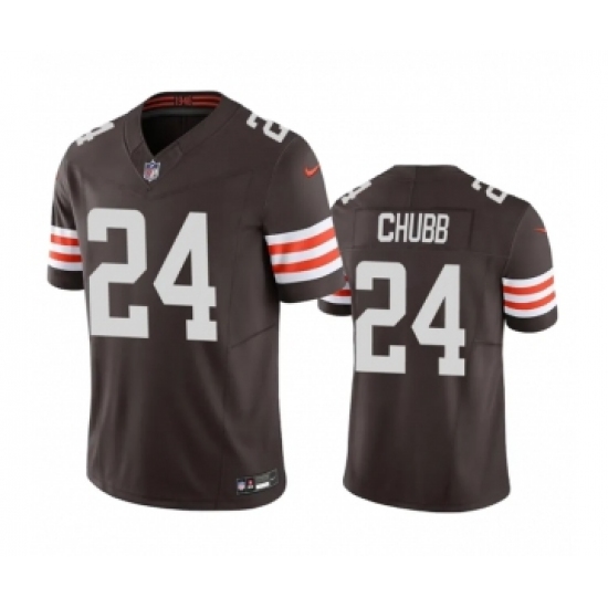 Men's Cleveland Browns 24 Nick Chubb Brown 2023 F.U.S.E. Vapor Untouchable Limited Stitched Jersey