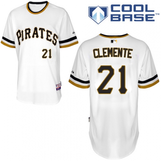 Men's Majestic Pittsburgh Pirates 21 Roberto Clemente Replica White Alternate 2 Cool Base MLB Jersey