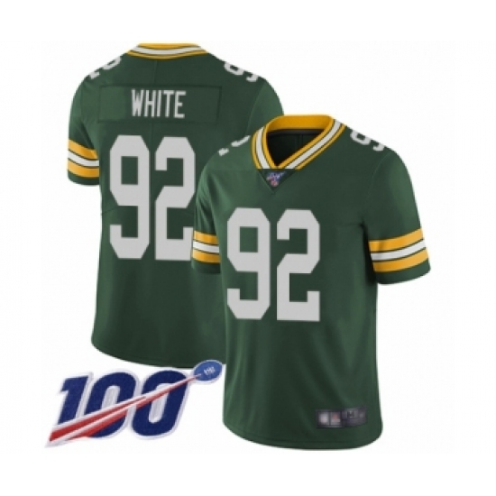 Men's Green Bay Packers 92 Reggie White Green Team Color Vapor Untouchable Limited Player 100th Season Football Jersey