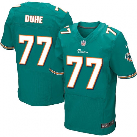 Men's Nike Miami Dolphins 77 Adam Joseph Duhe Elite Aqua Green Team Color NFL Jersey